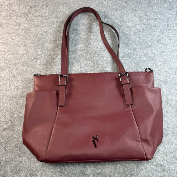 Simply Vera Vera Wang Handbags - Simply Vera Vera Wang Purse Double Strap Zip Close Shoulder Bag Maroon Tote